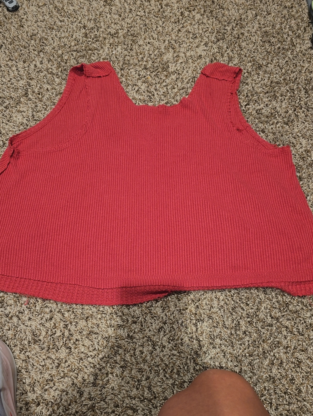 We The Free Ribbed Coral-Red Tank